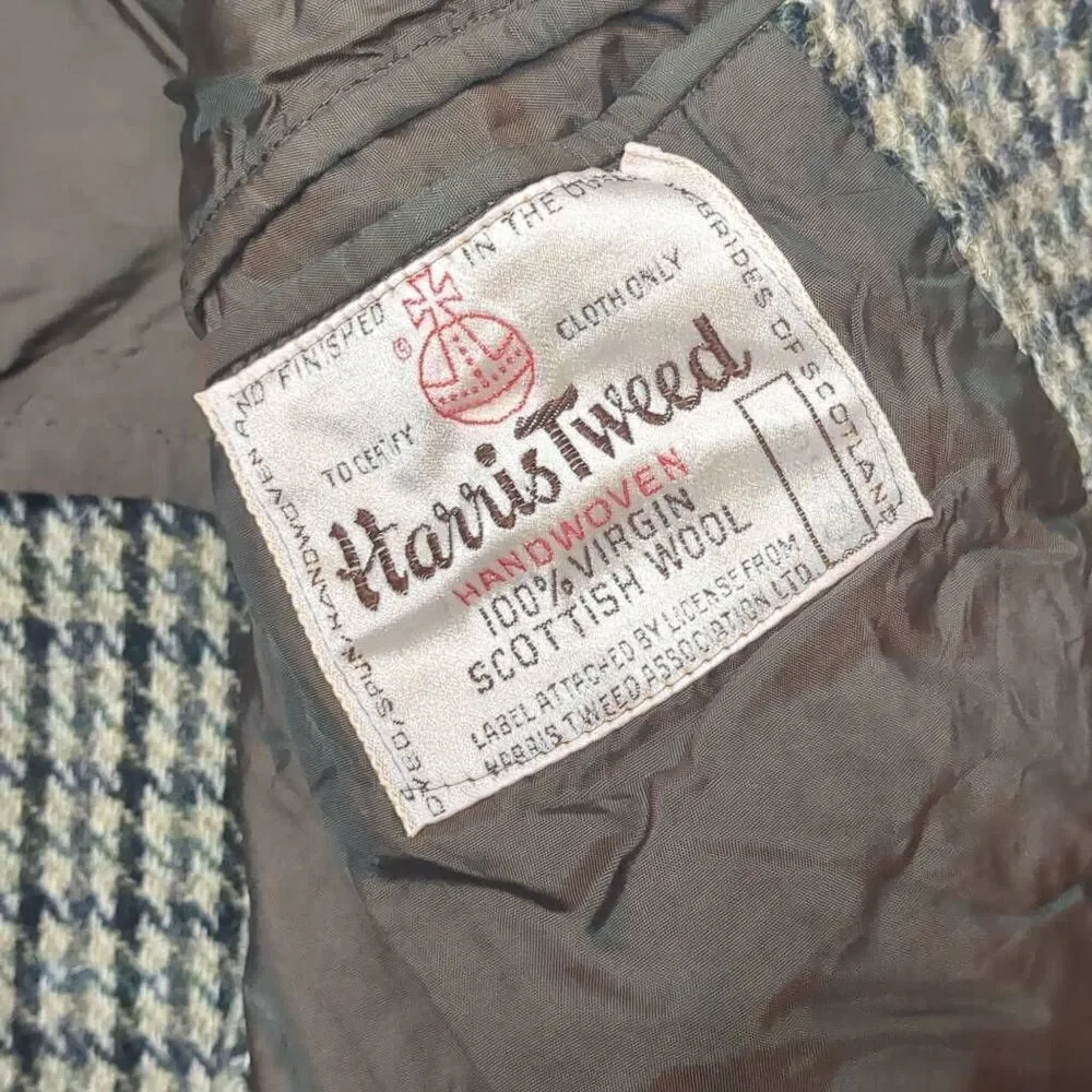 Vintage Scottish Harris Tweed 100% Wool Macy's Blazer Suit Green Brown Plaid Jac